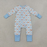Snowman Sky Blue White Boys Christmas Romper