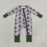 Camo Duck Gray Green Boys Fall Romper