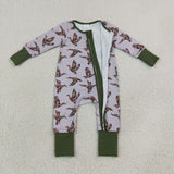 Camo Duck Gray Green Boys Fall Romper
