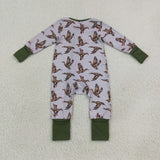 Camo Duck Gray Green Boys Fall Romper
