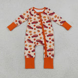Pumpkin Truck Orange Boys Fall Romper