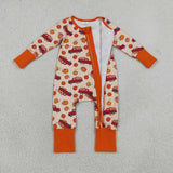 Pumpkin Truck Orange Boys Fall Romper