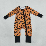 Smile Black Orange Boys Halloween Romper