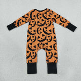 Smile Black Orange Boys Halloween Romper