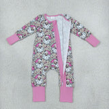 Santa Light Camo Pink Girls Christmas Romper