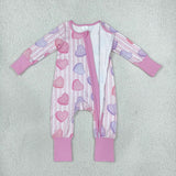Letters Heart Stripe Pink Boys Valentines Romper