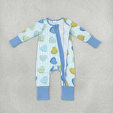 Letters Heart Stripe Blue Boys Valentines Romper