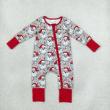 Santa Light Brown Green Camo Red Boys Christmas Romper