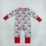 Santa Light Brown Green Camo Red Boys Christmas Romper