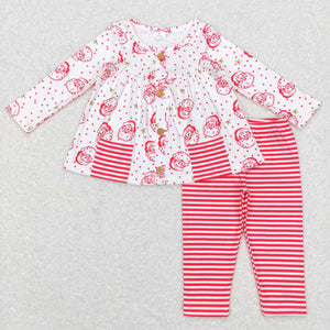 Santa Pockets Polka Dots Red Stripe Girls Christmas Outfits