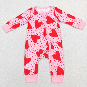 Heart Pink Girls Valentines Romper