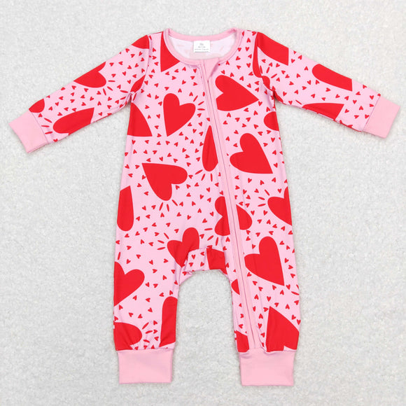 Heart Pink Girls Valentines Romper