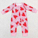 Heart Pink Girls Valentines Romper