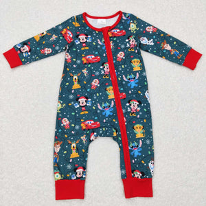 Cartoon Characters Green Red Boys Christmas Romper