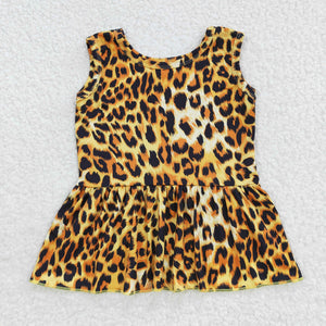 Leopard Print Girls Short Sleeve Top