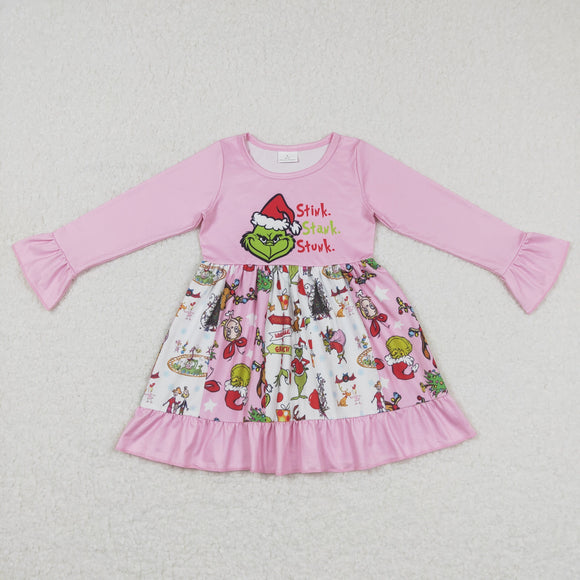 Stink Letters Pink Ruffles Girls Christmas Dress