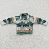 Navy Green Stripe Shirt Boys Long Sleeve Top