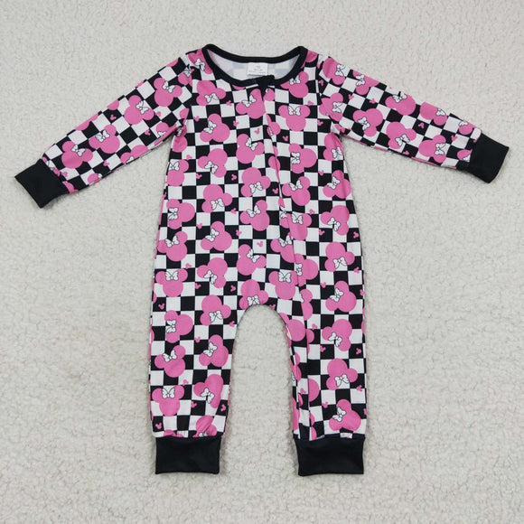 Cartoon Plaid Girls Fall Romper