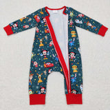 Cartoon Characters Green Red Boys Christmas Romper