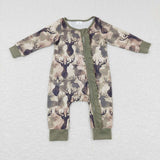 Camo Elk Deer Green Jungle Hunting Girls Fall Romper