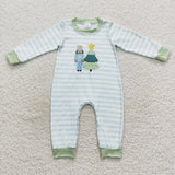 Solider Tree Stripe Green Boys Christmas Romper