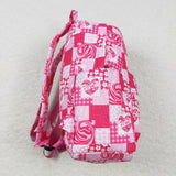 Cartoon Dolls Heart Floral Hot Pink Plaid Backpack