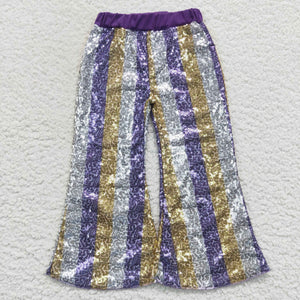 Purple Gold White Sequin Girls Pants