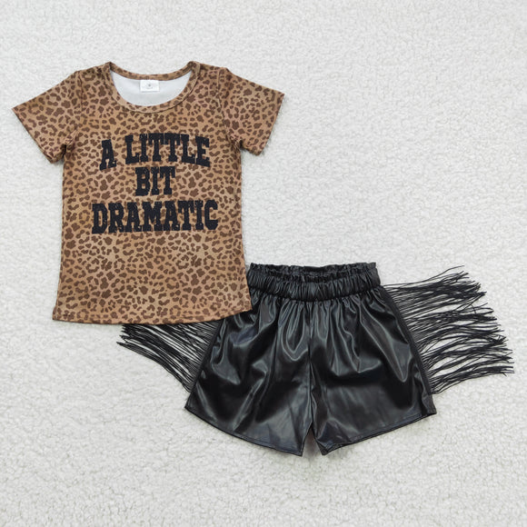 A little bit dramatic Black Leather Girls Shorts Sets