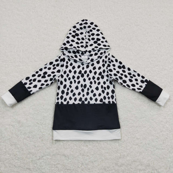 Leopard Print Black White Boys Hoodie Top