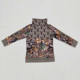 Jungle Deer Leaves Camo Green Polo Boys Long Sleeve Top