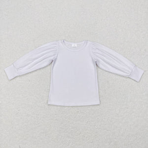 Solid White Girls Long Sleeve Top