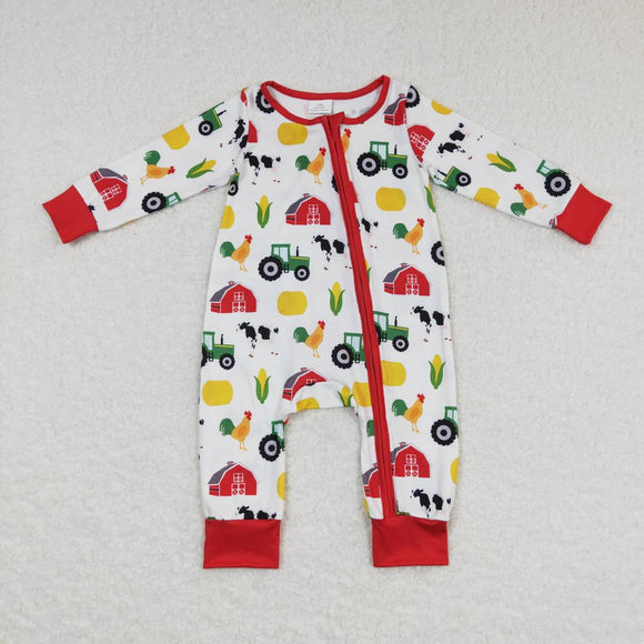 Farm Animals Corn Red White Boys Fall Romper