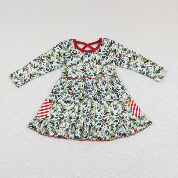 Leaves Pockets Girls Christmas Dress