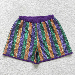 Adult Purple Gold Green Sequin Mommy & Me Shorts