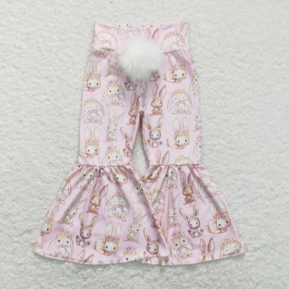 Bunny Floral Pink Girls Easter Pants