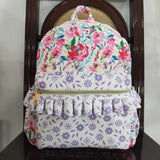 Floral Purple Ruffles White Backpack