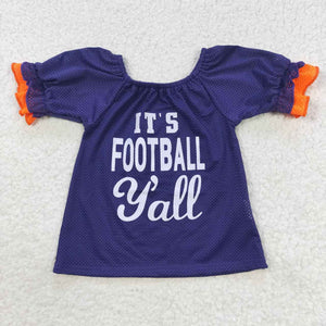 It's Football Y'all Purple Girls Short Sleeve Top