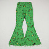 Adult Mommy & Me Cartoon Smile Green Flared Jeans Christmas Pants