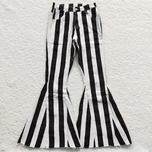 Adult Mommy & Me Black White Stripe Flared Jeans Pants