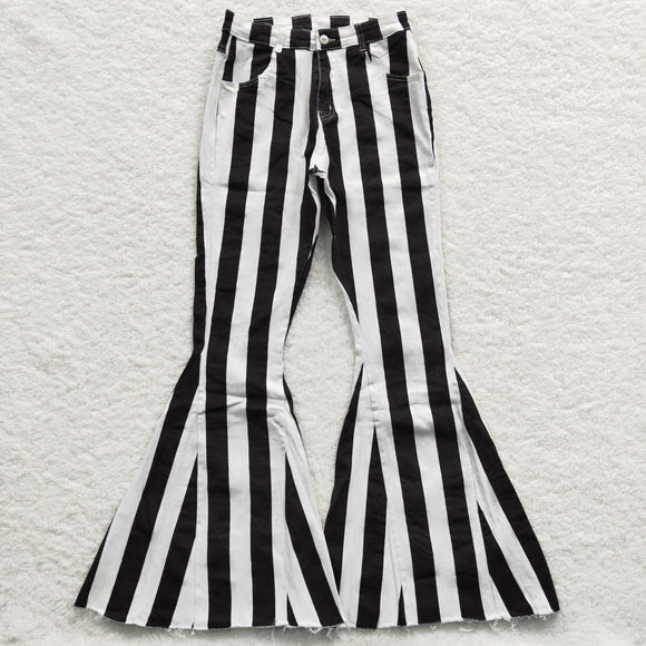 Adult Mommy & Me Black White Stripe Flared Jeans Pants