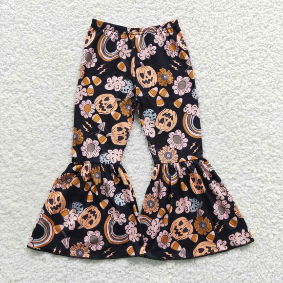 Pumpkin Rainbow Candy Black Girls Milk Silk Bell Bottoms Halloween Pants