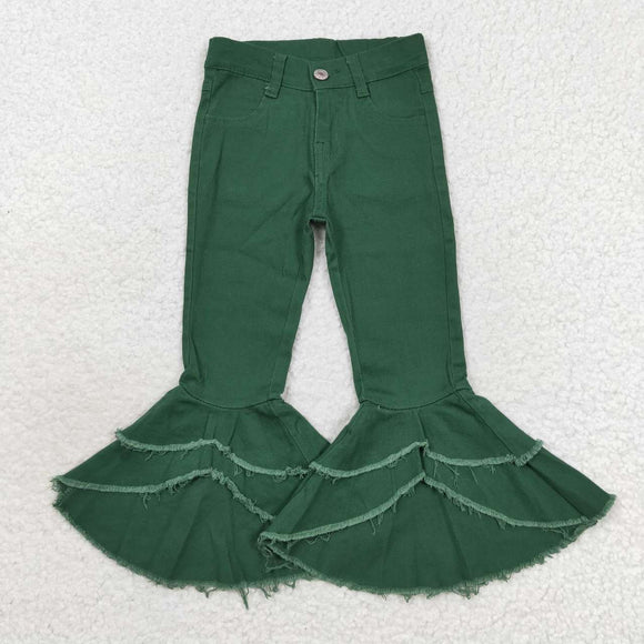 Green Flared Girls Jeans Pants