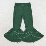 Green Flared Girls Jeans Pants