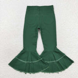 Green Flared Girls Jeans Pants