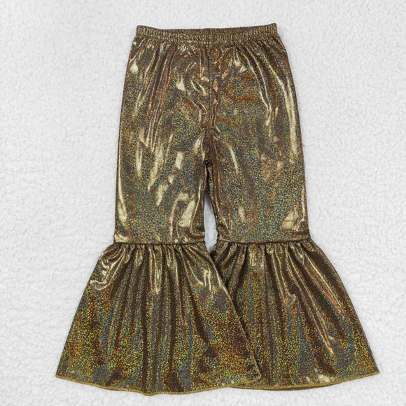 Golden-brown Satin Bell Bottoms Pants