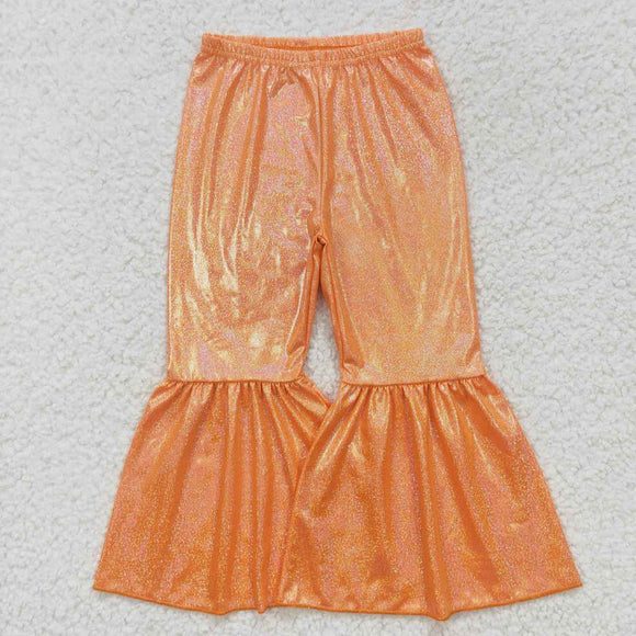 Orange Satin Bell Bottoms Pants