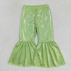 Green Satin Bell Bottoms Pants