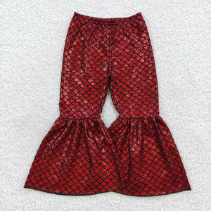 Red Scale Print Girls Pants