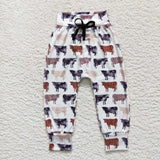 (0-3M--5-6T) Cow Print White Boys Pants