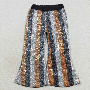 Black Gold White Sequin Girls Pants